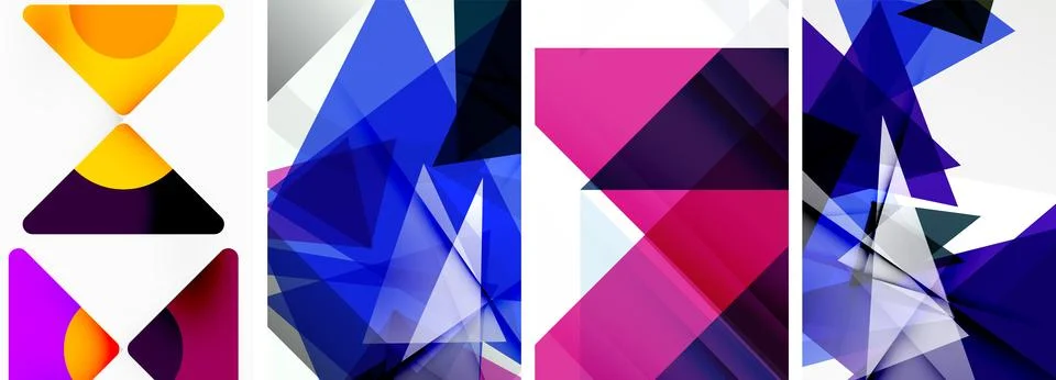Set of abstract random triangle composition backgrounds. Vector illustration for Illustrazione stock