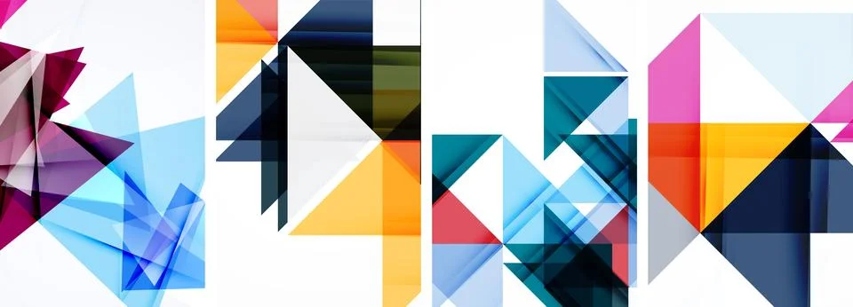 Set of abstract random triangle composition backgrounds. Vector illustration for 스톡 일러스트