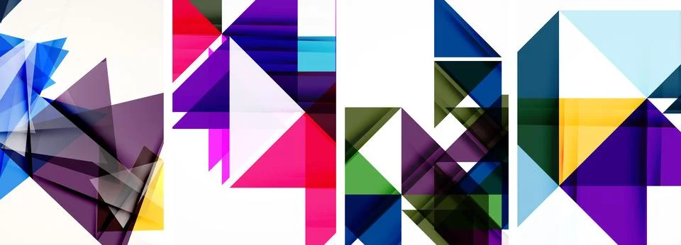 Set of abstract random triangle composition backgrounds. Vector illustration for Stock Illustration
