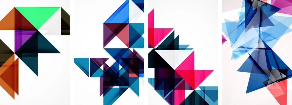 Set of abstract random triangle composition backgrounds. Vector illustration for Stock Illustration