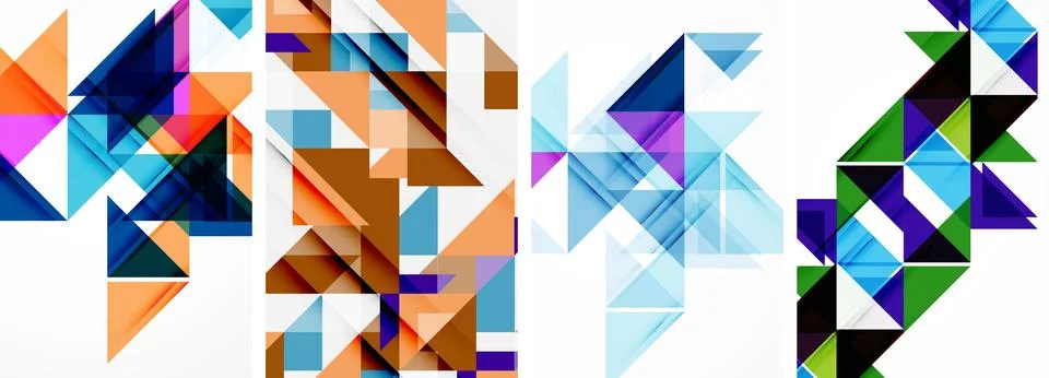 Set of abstract random triangle composition backgrounds. Vector illustration for Stock Illustration
