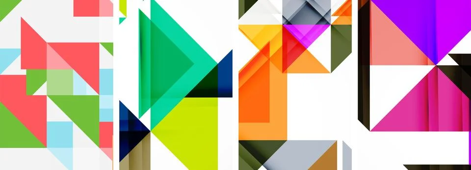 Set of abstract random triangle composition backgrounds. Vector illustration for Illustrazione stock