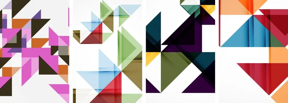 Set of abstract random triangle composition backgrounds. Vector illustration for Illustrazione stock