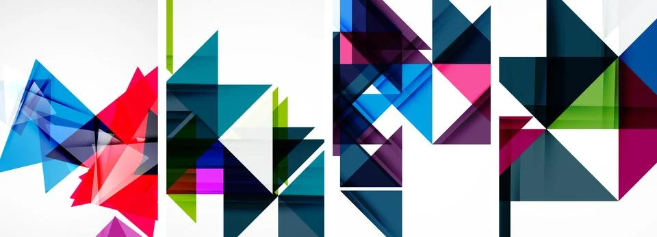 Set of abstract random triangle composition backgrounds. Vector illustration for Illustrazione stock