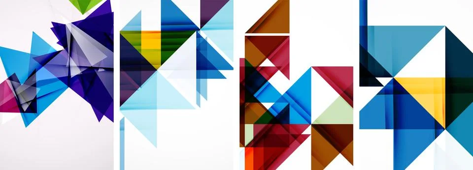 Set of abstract random triangle composition backgrounds. Vector illustration for Stock Illustration
