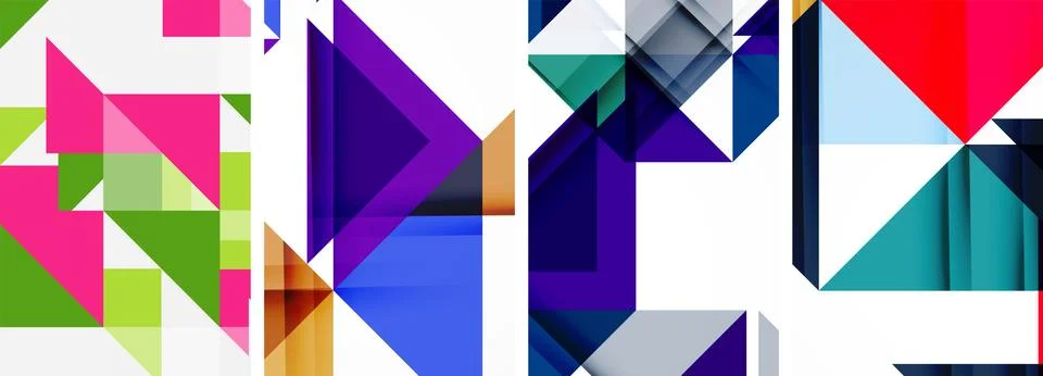 Set of abstract random triangle composition backgrounds. Vector illustration for 스톡 일러스트