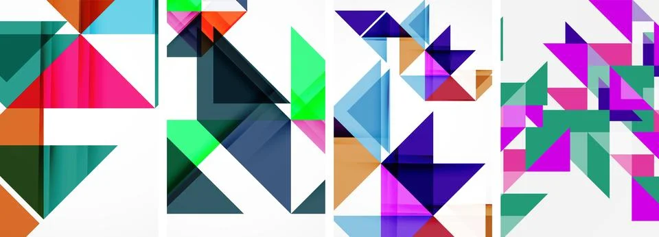 Set of abstract random triangle composition backgrounds. Vector illustration for Illustrazione stock