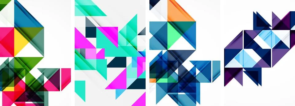 Set of abstract random triangle composition backgrounds. Vector illustration for 스톡 일러스트