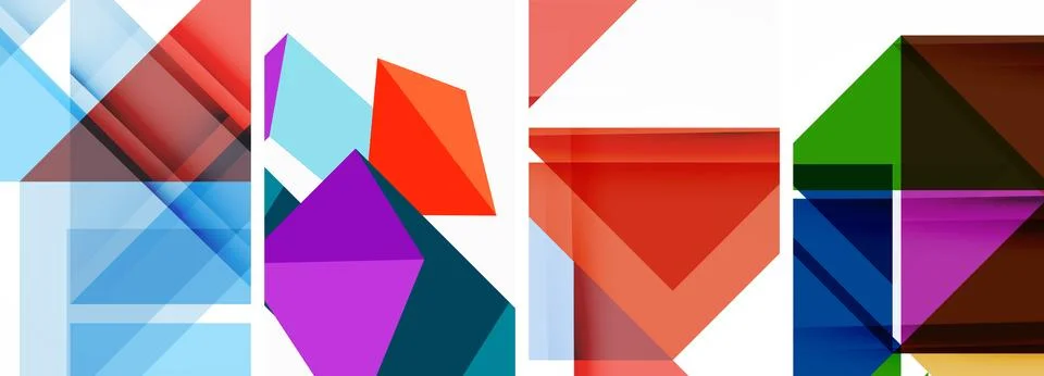 Set of abstract random triangle composition backgrounds. Vector illustration for Illustrazione stock