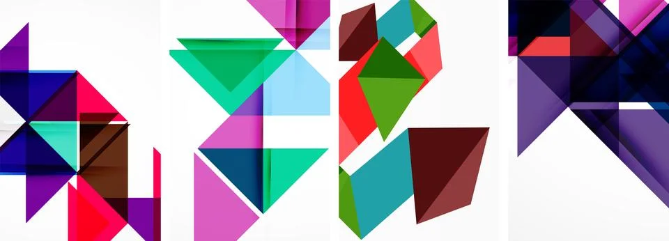 Set of abstract random triangle composition backgrounds. Vector illustration for イラスト素材
