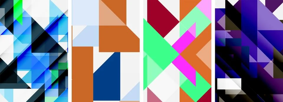Set of abstract random triangle composition backgrounds. Vector illustration for Illustrazione stock