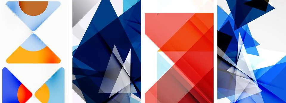 Set of abstract random triangle composition backgrounds. Vector illustration for Stock Illustration