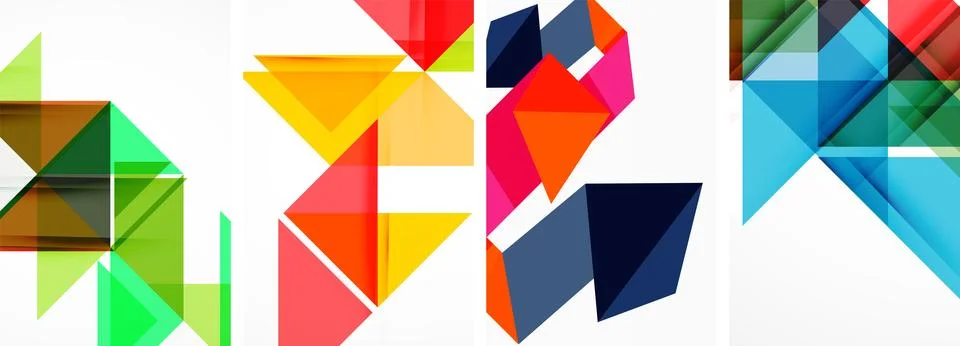 Set of abstract random triangle composition backgrounds. Vector illustration for イラスト素材