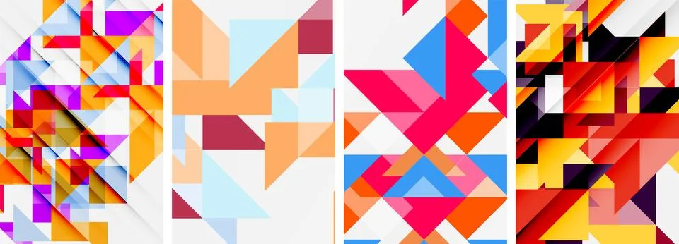 Set of abstract random triangle composition backgrounds. Vector illustration for Illustrazione stock