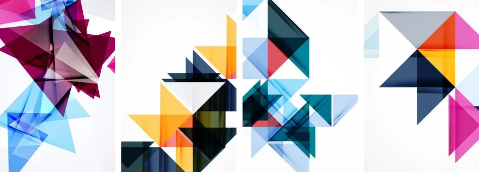 Set of abstract random triangle composition backgrounds. Vector illustration for Stock Illustration