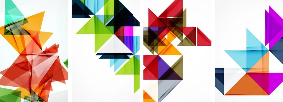Set of abstract random triangle composition backgrounds. Vector illustration for Illustrazione stock
