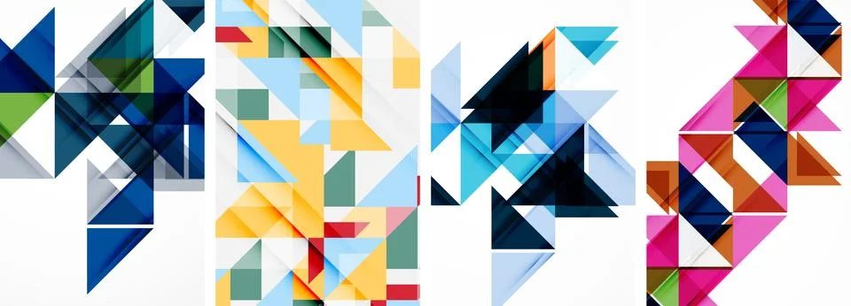 Set of abstract random triangle composition backgrounds. Vector illustration for Stock Illustration
