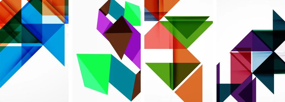 Set of abstract random triangle composition backgrounds. Vector illustration for イラスト素材