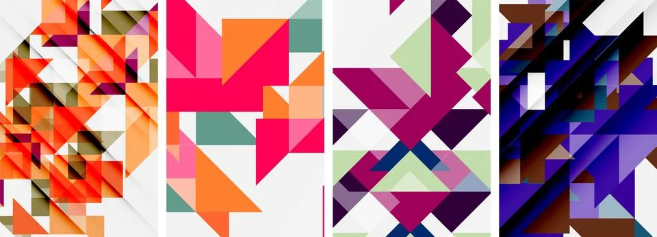 Set of abstract random triangle composition backgrounds. Vector illustration for Illustrazione stock