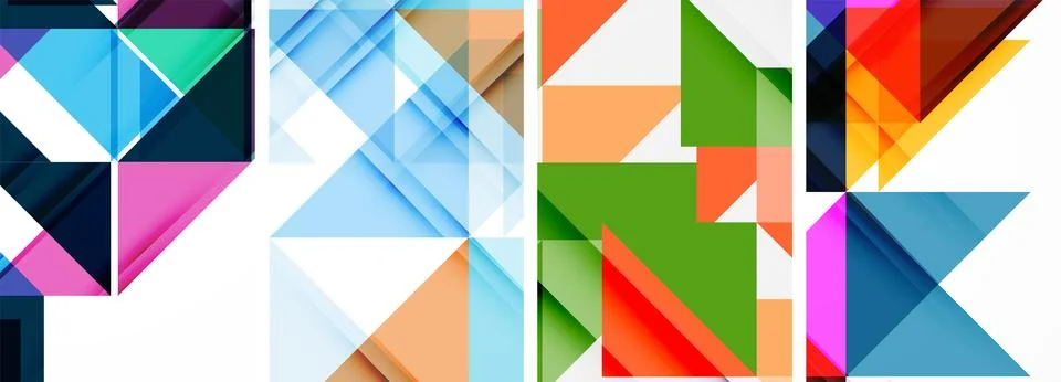 Set of abstract random triangle composition backgrounds. Vector illustration for Illustrazione stock