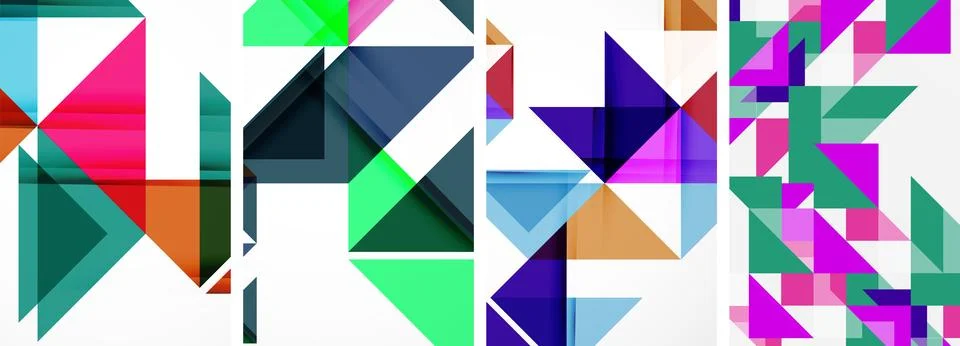Set of abstract random triangle composition backgrounds. Vector illustration for Stock Illustration