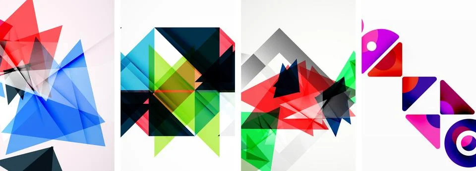 Set of abstract random triangle composition backgrounds. Vector illustration for イラスト素材