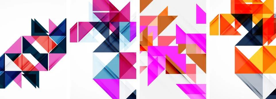Set of abstract random triangle composition backgrounds. Vector illustration for Stock Illustration
