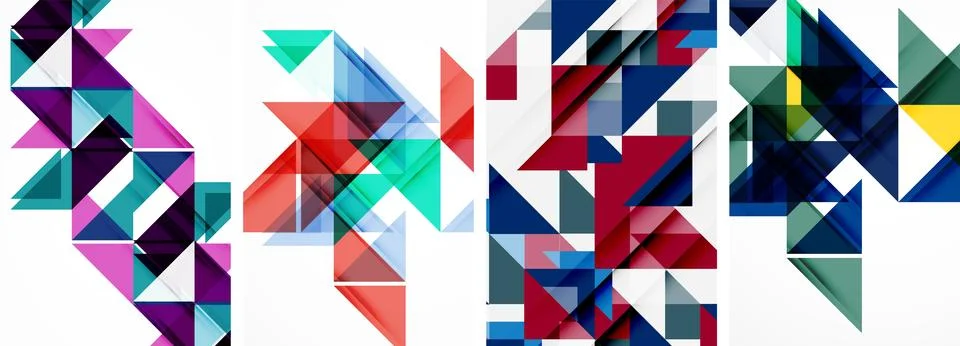 Set of abstract random triangle composition backgrounds. Vector illustration for Stock Illustration