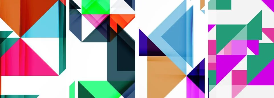 Set of abstract random triangle composition backgrounds. Vector illustration for Illustrazione stock