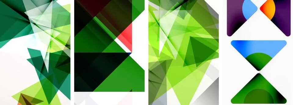 Set of abstract random triangle composition backgrounds. Vector illustration for Stock Illustration