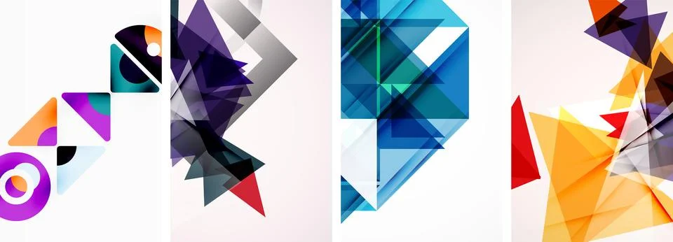 Set of abstract random triangle composition backgrounds. Vector illustration for イラスト素材