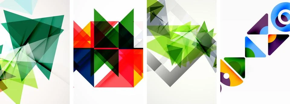 Set of abstract random triangle composition backgrounds. Vector illustration for Stock Illustration