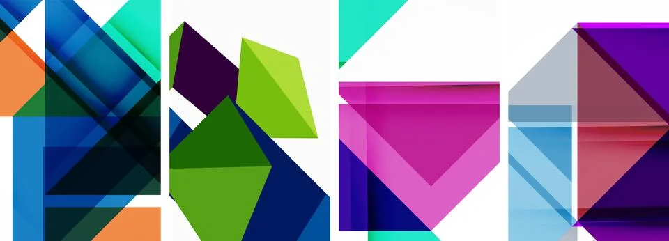 Set of abstract random triangle composition backgrounds. Vector illustration for Illustrazione stock