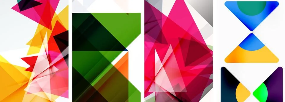 Set of abstract random triangle composition backgrounds. Vector illustration for イラスト素材