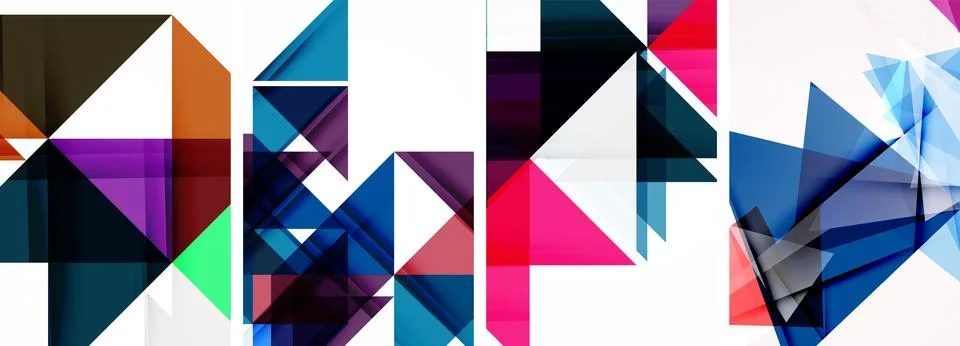 Set of abstract random triangle composition backgrounds. Vector illustration for イラスト素材