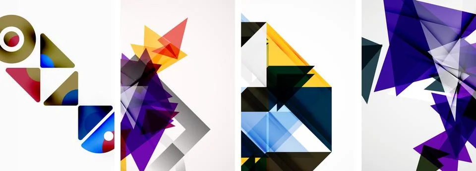 Set of abstract random triangle composition backgrounds. Vector illustration for Illustrazione stock