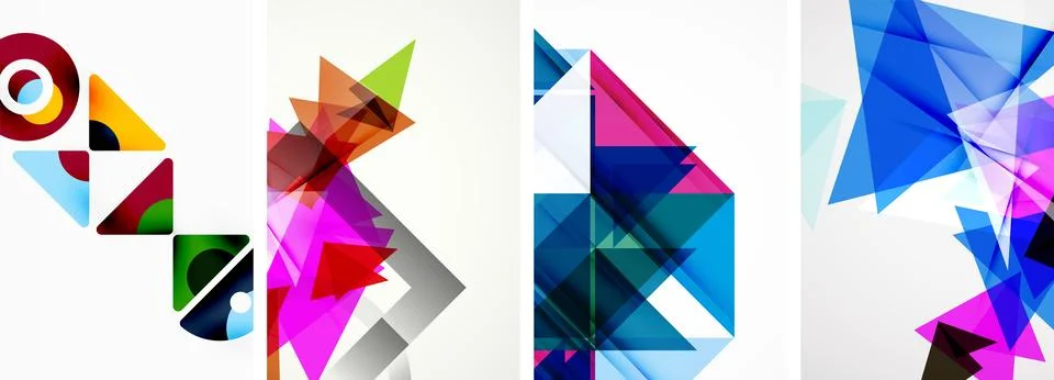 Set of abstract random triangle composition backgrounds. Vector illustration for 스톡 일러스트