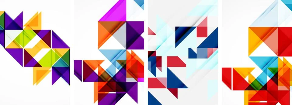 Set of abstract random triangle composition backgrounds. Vector illustration for Illustrazione stock