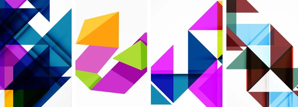 Set of abstract random triangle composition backgrounds. Vector illustration for Stock Illustration