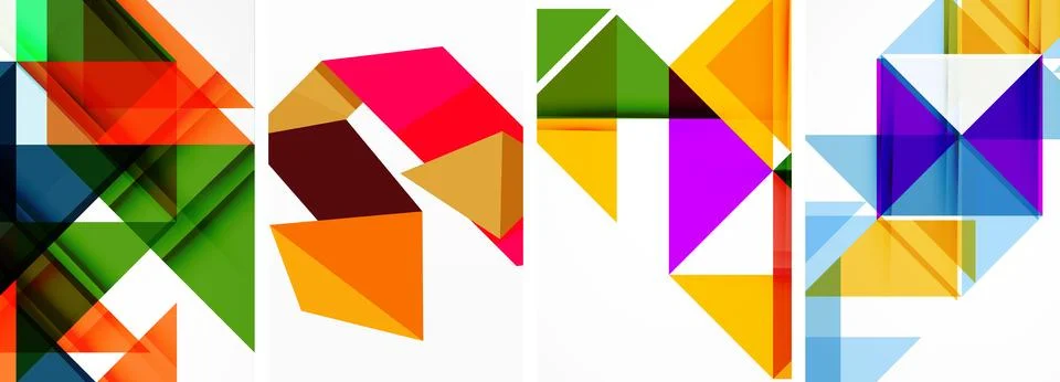 Set of abstract random triangle composition backgrounds. Vector illustration for イラスト素材