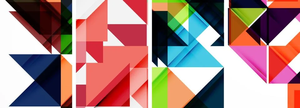 Set of abstract random triangle composition backgrounds. Vector illustration for Illustrazione stock