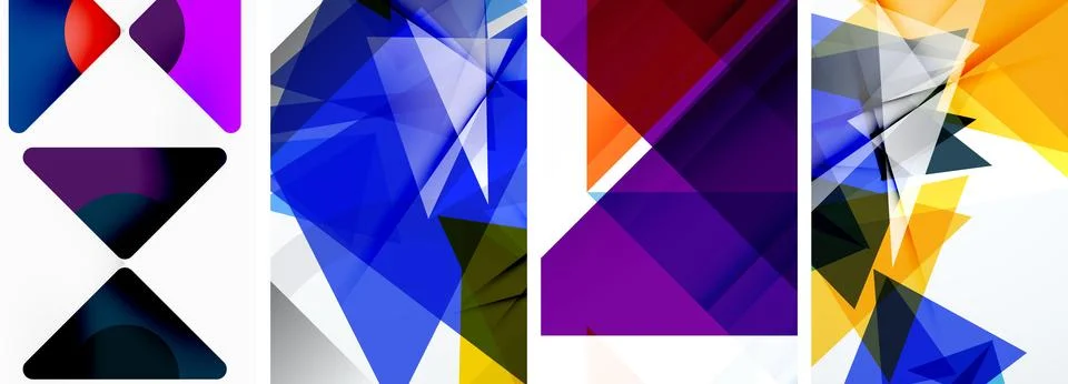 Set of abstract random triangle composition backgrounds. Vector illustration for Stock Illustration