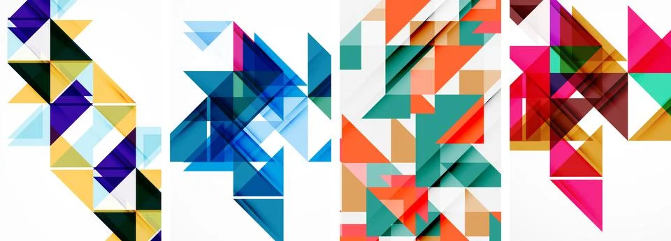 Set of abstract random triangle composition backgrounds. Vector illustration for Illustrazione stock
