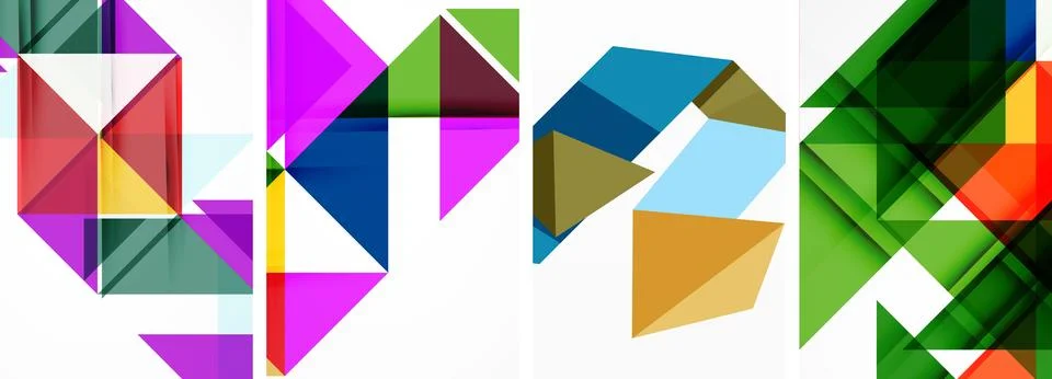 Set of abstract random triangle composition backgrounds. Vector illustration for Stock Illustration