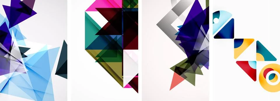 Set of abstract random triangle composition backgrounds. Vector illustration for イラスト素材