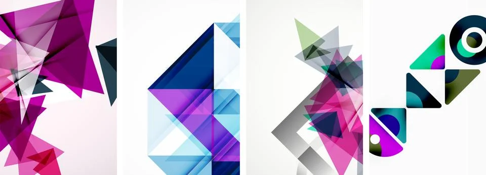 Set of abstract random triangle composition backgrounds. Vector illustration for Illustrazione stock