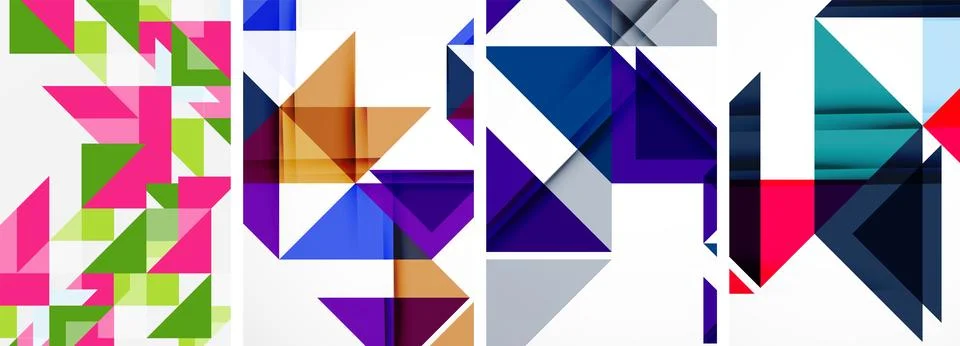 Set of abstract random triangle composition backgrounds. Vector illustration for Illustrazione stock