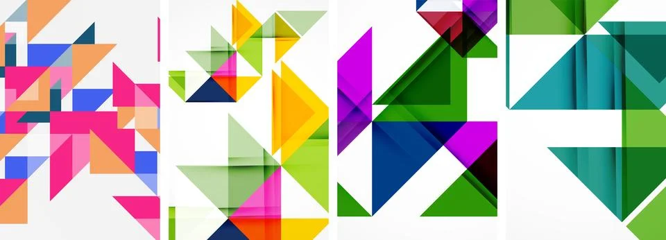 Set of abstract random triangle composition backgrounds. Vector illustration for Illustrazione stock