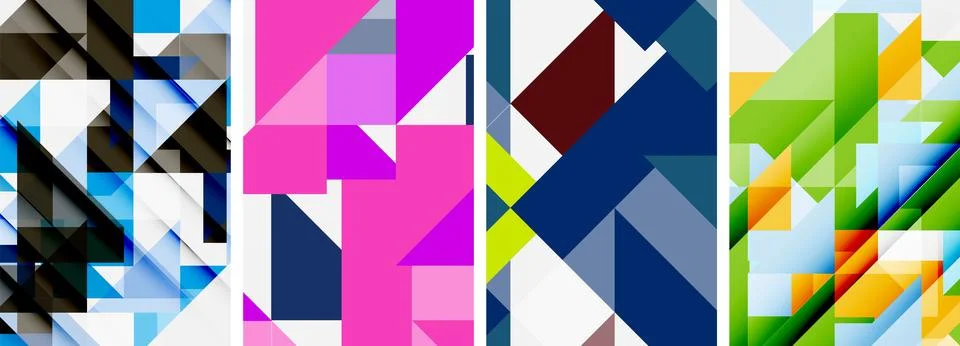 Set of abstract random triangle composition backgrounds. Vector illustration for イラスト素材