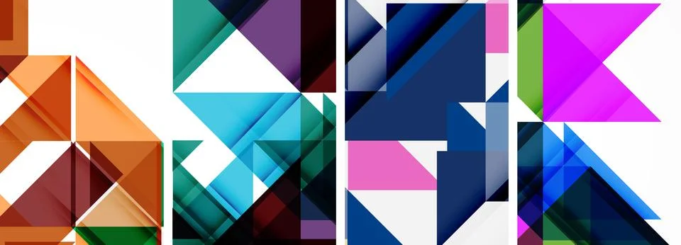 Set of abstract random triangle composition backgrounds. Vector illustration for Stock Illustration